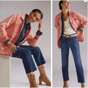 PILCRO | Tamara Pink Soft Fleece Shacket Overshirt Brick Red | Extra Small